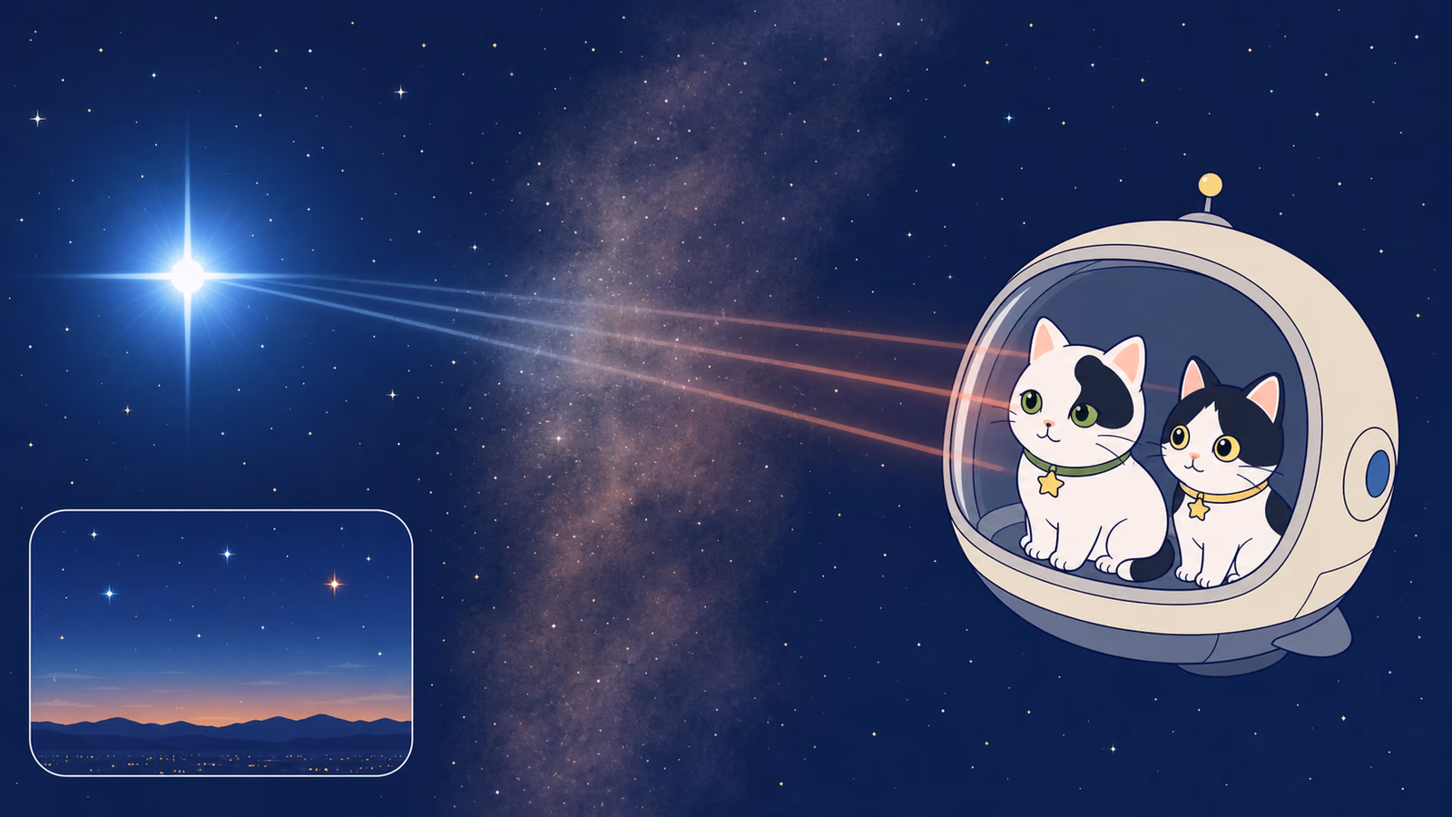 星の色がちがうのは、にゃんで?(途中の空気やちりで、色が変わることもある)