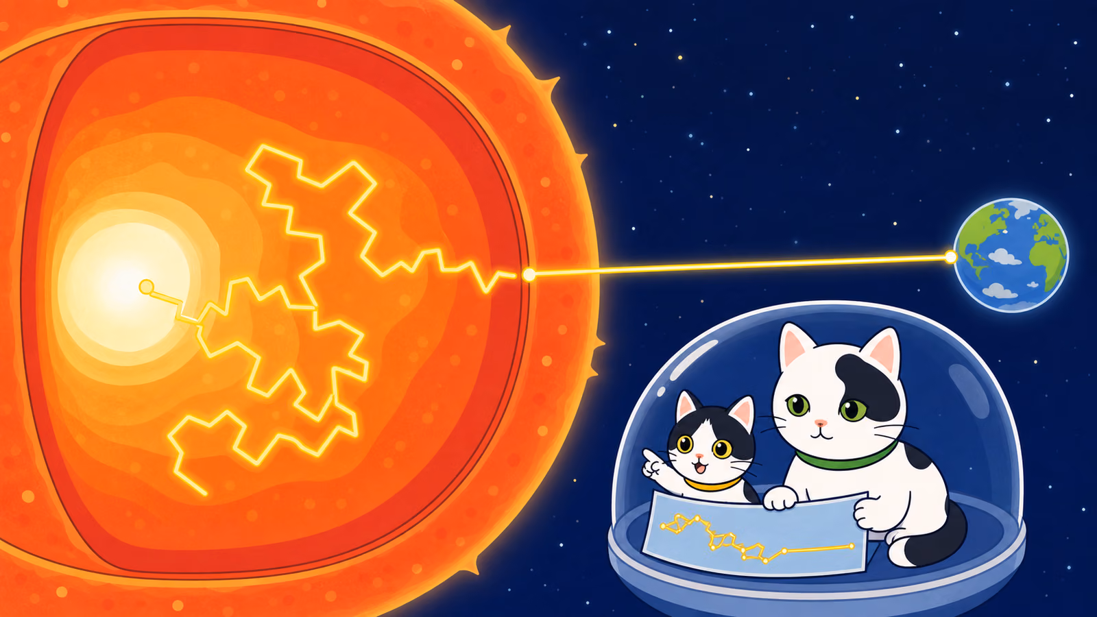 太陽はなにが燃えているの?(光は、太陽の中をゆっくりぬけてくる)