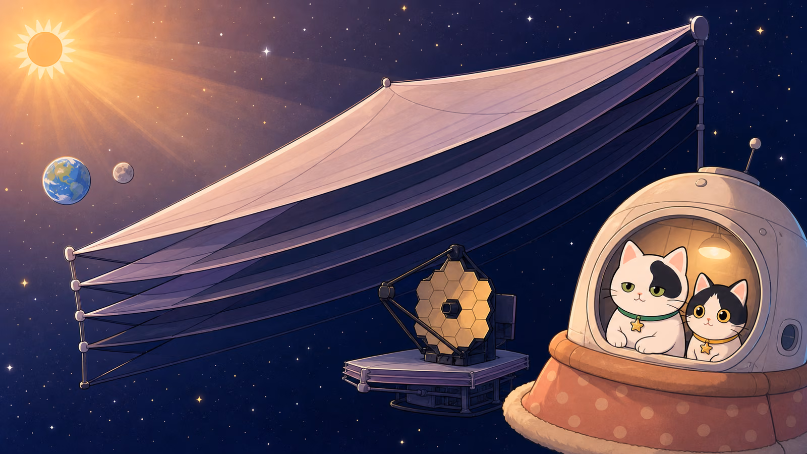 ジェイムズ・ウェッブ宇宙望遠鏡は、なにがすごいの？（大きな日よけで、望遠鏡をひんやり守る）